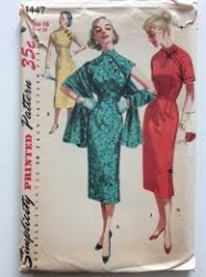 1447 SIMPLICITY 1955 ORIENTAL CHEONGSAM FASHION SHORT SLEEVE DRESS, STOLE PATTERN 14